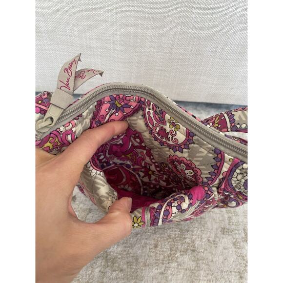 Vera Bradley Crossbody Purse in Paisley Meets Plaid Shoulder Bag Pink, Gray EUC - Picture 3 of 8